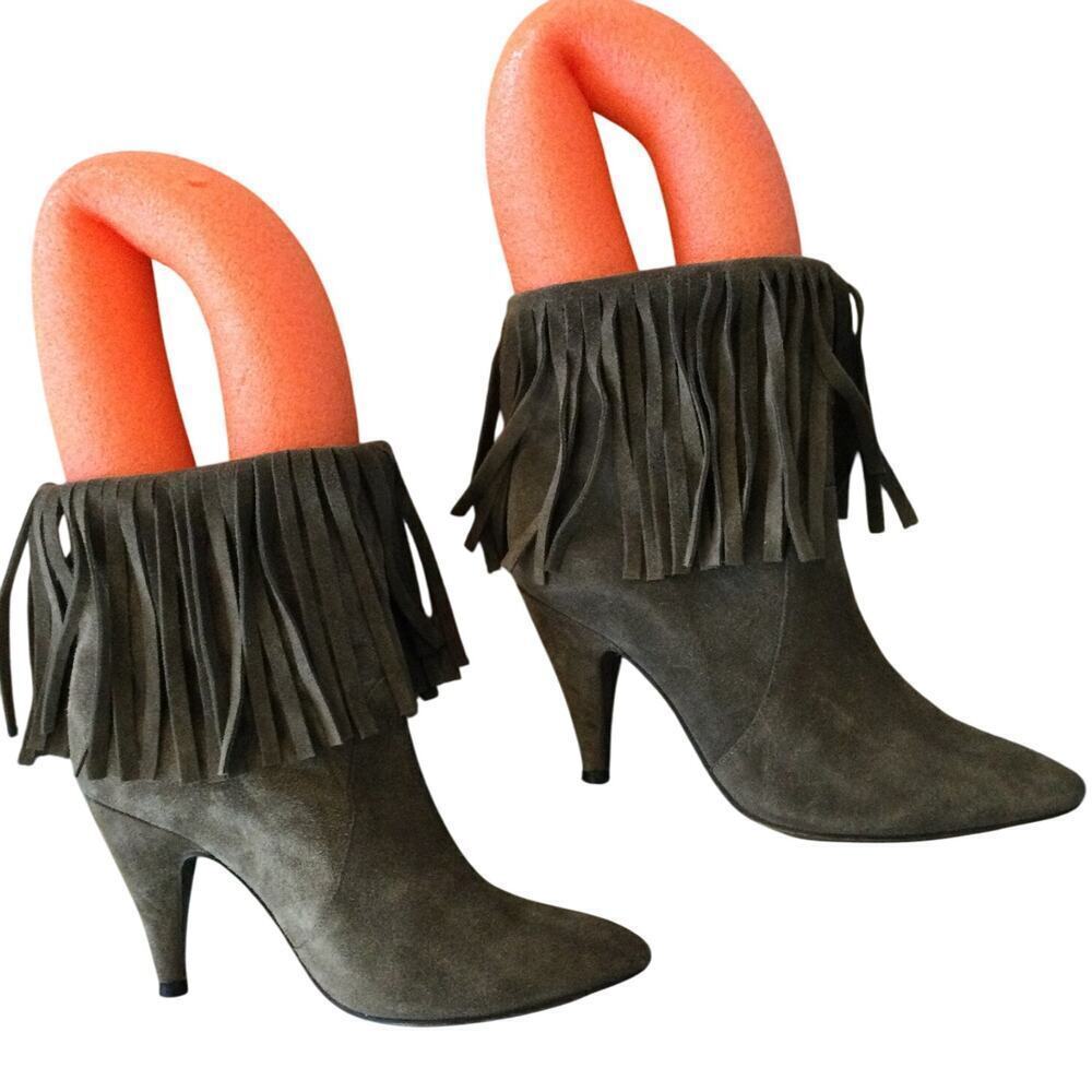 Kathryn Amberleigh Women Suede Leather Fringe Booties Size US 10 Western Romance